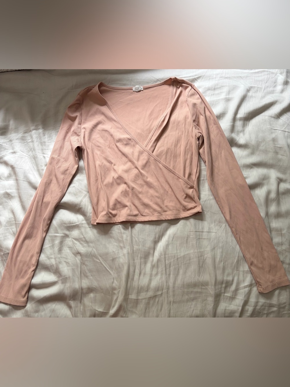 Garage Blush Pink Long-Sleeve Wrap Crop Top